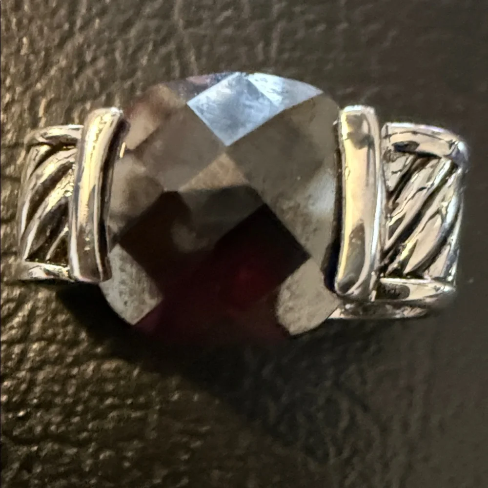 Silver and Black / Red Faceted Stone necklac elegant - Picture 9 of 10